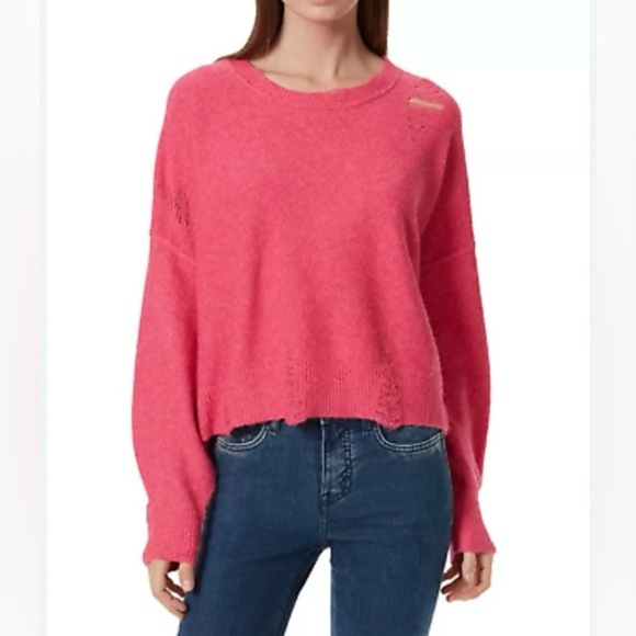 Nordstrom ~Frayed Denim Gwen Distressed Sweater NWT Medium - Picture 1 of 13